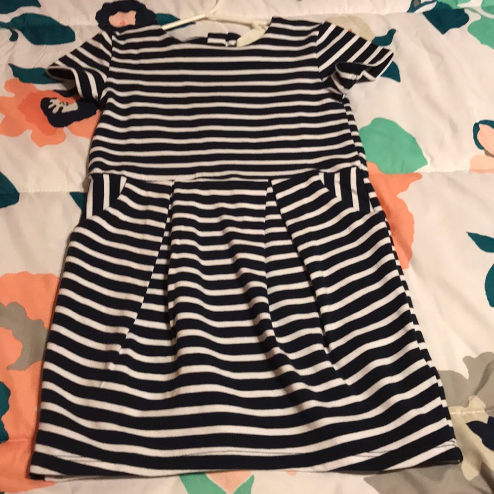 Navy blue and white stripe dress